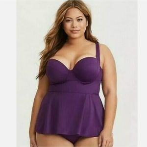 TORRID 0 0X (Size 12) Peplum Swimsuit Purple